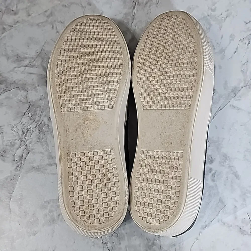 Steve Madden Womens Sz 7.5 Gills Gray Suede Platform Slip On Sneakers